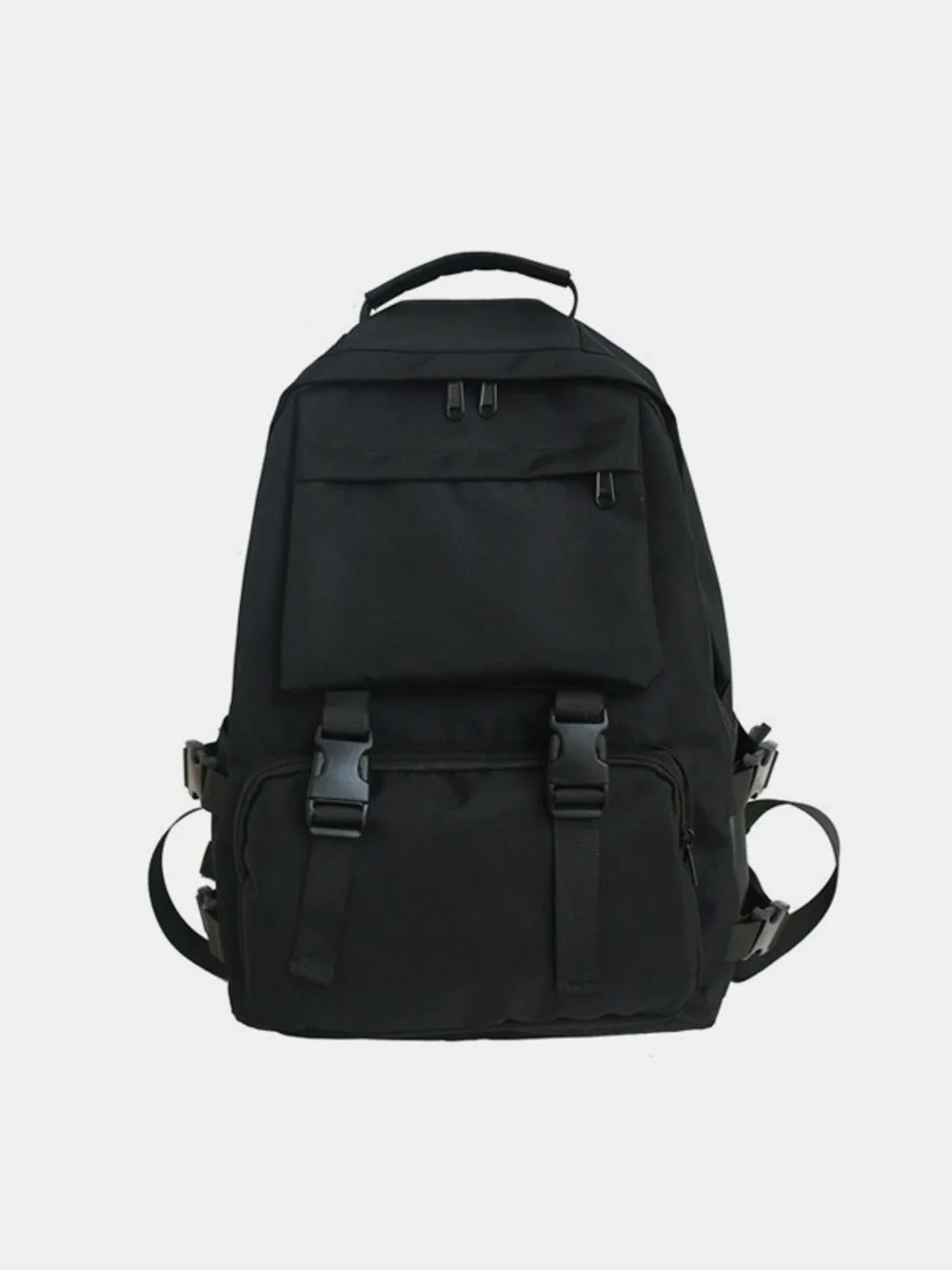 Men's Black Tactical Backpack with Buckle Straps